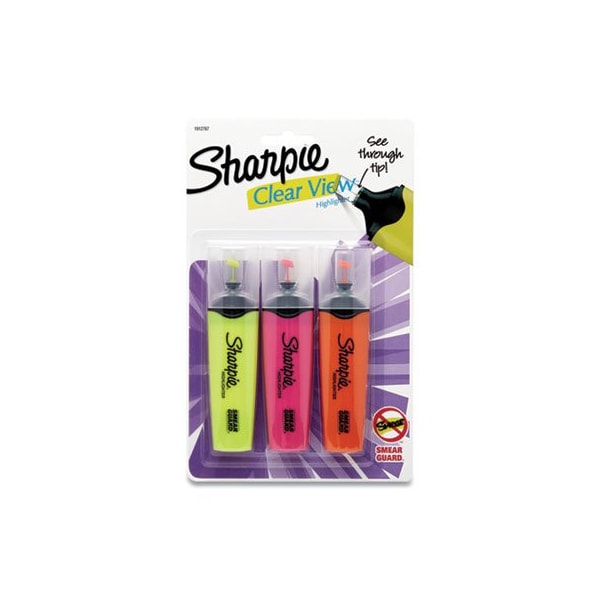 Sanford Clearview Tank-Style Highlighter, Assorted Ink Colors, Chisel Tip, Assorted Barrel Colors, 3PK 1912767 - main